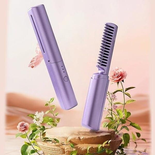 Rechargeable Mini Adjustable Hair Straightener Hot Comb